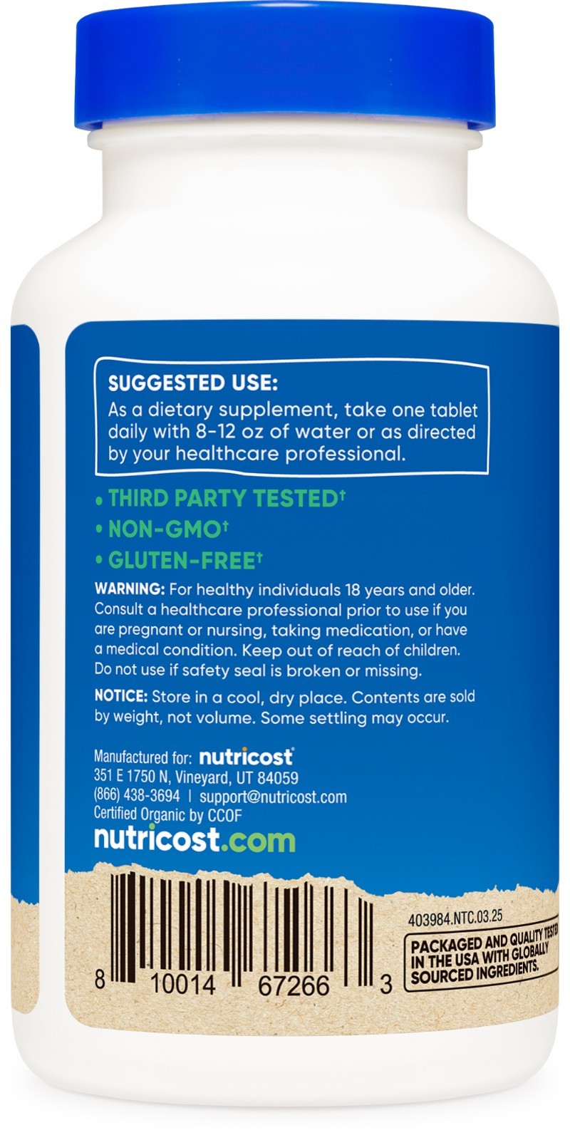 Nutricost Organic Spirulina 500mg, 240 Tablets – Gluten Free, Non-GMO
