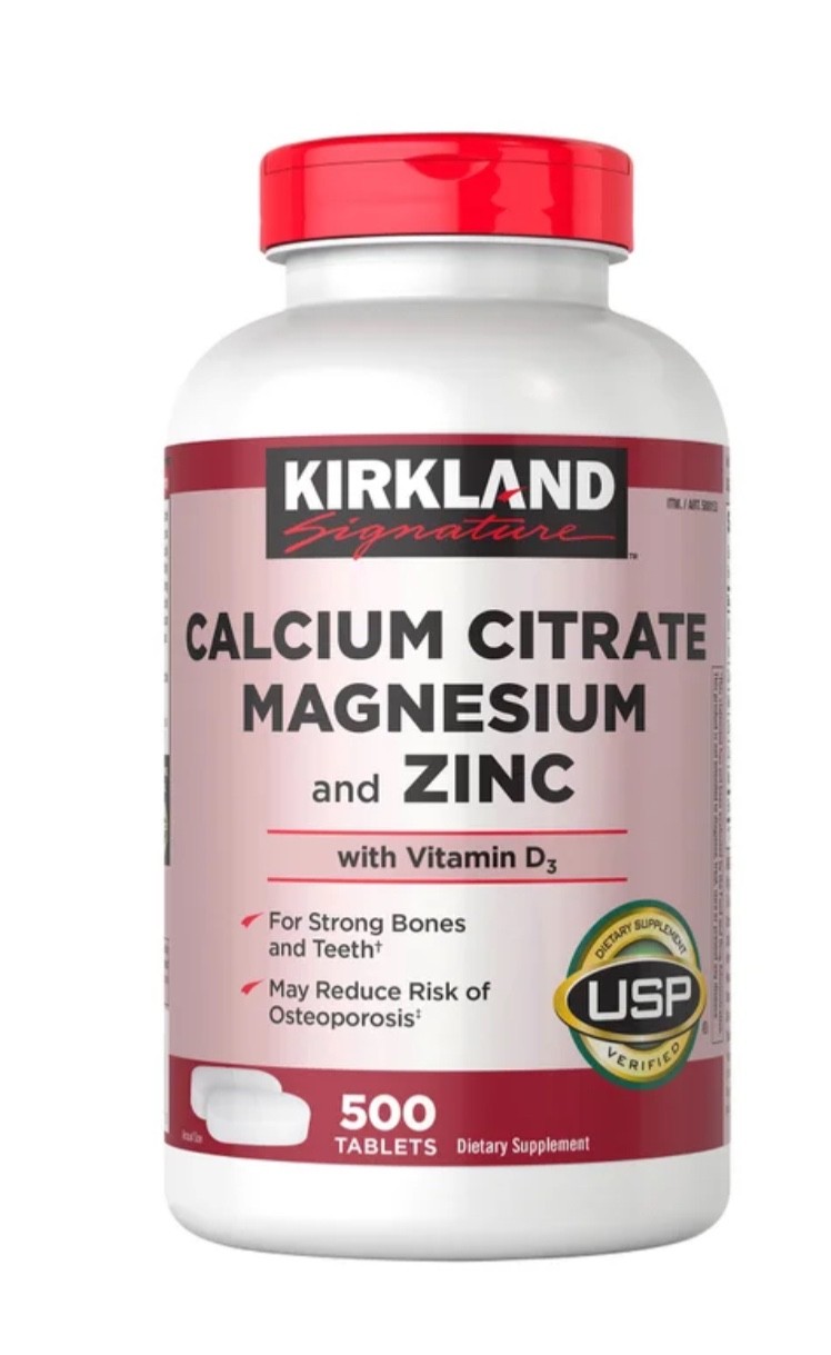 Kirkland Signature Calcium Citrate, Magnesium and Zinc, 500 Tablets EXP 01/2029