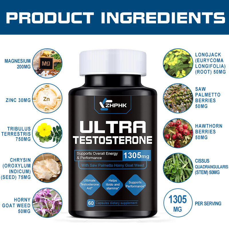 ULTRA Testosterone Booster for Male – Energy Muscle Growth Strength Desire 60pcs