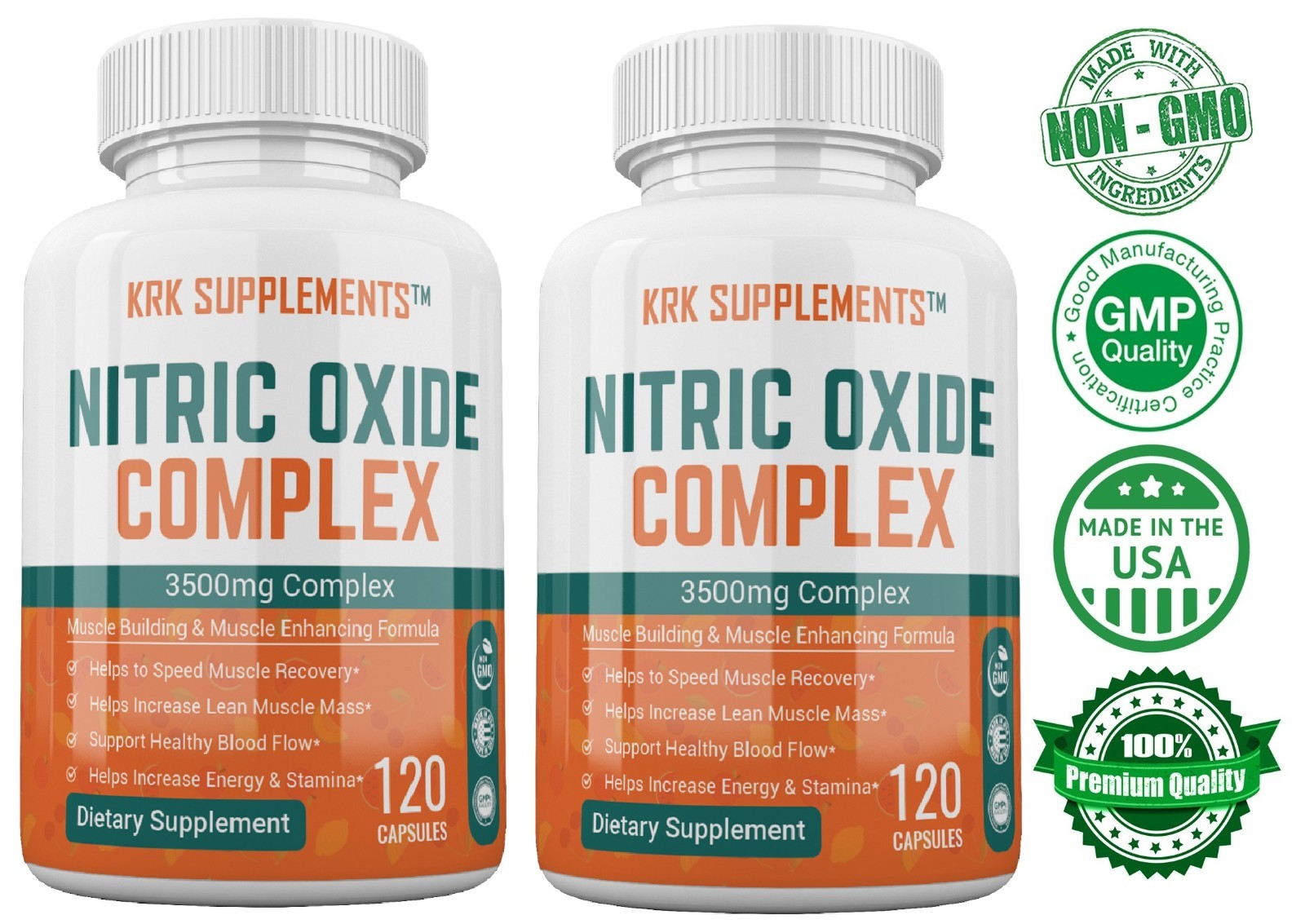 2 pk Nitric Oxide 3500mg L-Arginine AKG Ketp Citrulline Muscle Pump Growth Pills
