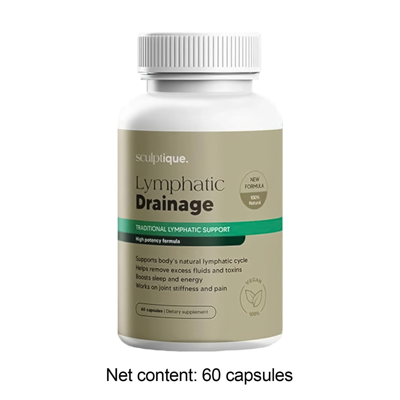 Sculptique Lymphatic Drainage Capsules, New Maximum Potency Formula, 60 Ct 1-5x