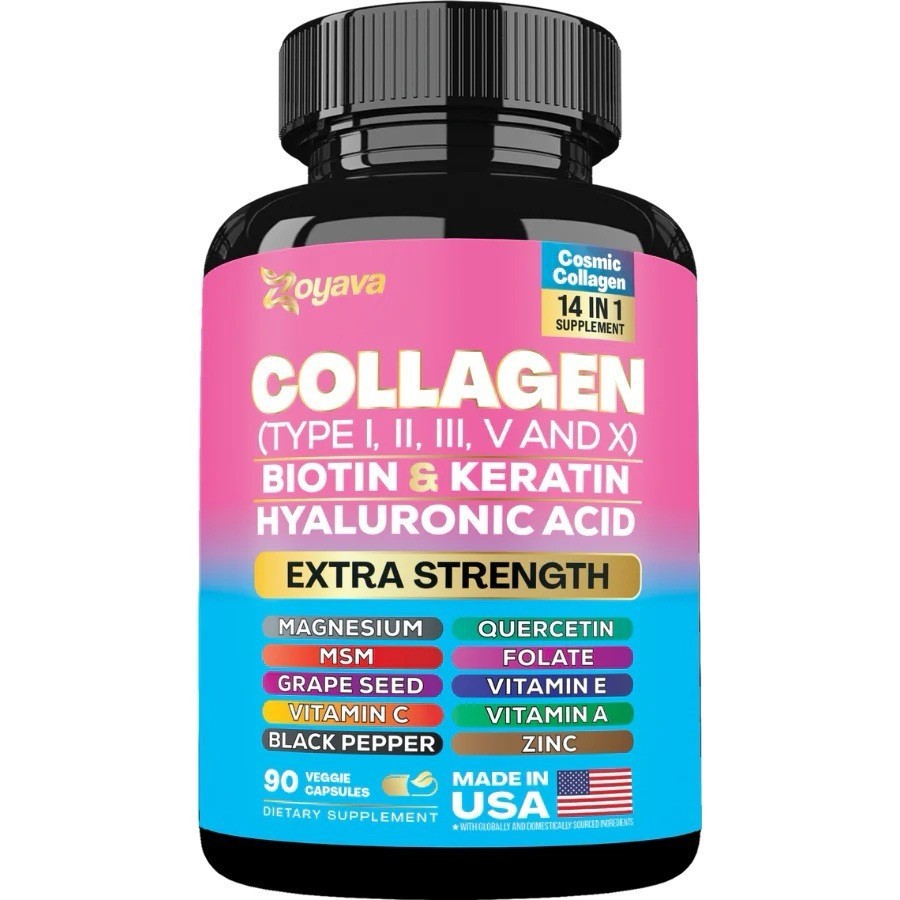 Zoyava Collagen Pills Peptides Types I, II, III, V & X – LATEST ~ SHIPS FROM USA