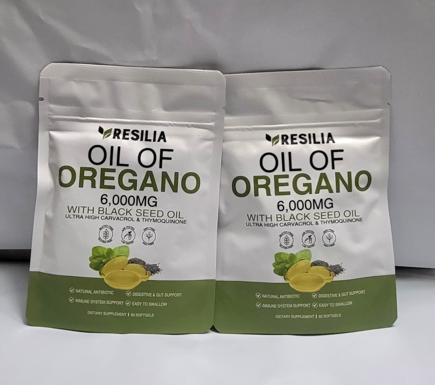 Resilia Oil of Oregano 6000mg with Black Seed Oil Softgels – 60 Capsules x 2 Pk