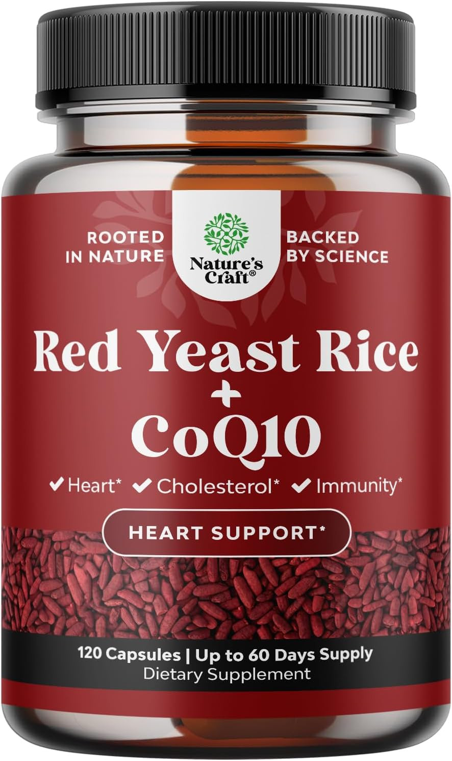 Red Yeast Rice with Coq10 Supplement – Extra Strength Red Yeast Rice 1200 Mg. Ca