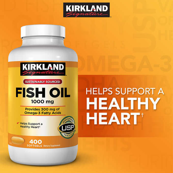 Kirkland Signature Omega-3 Fish Oil 1000 mg 400 softgels – Free Shipping!