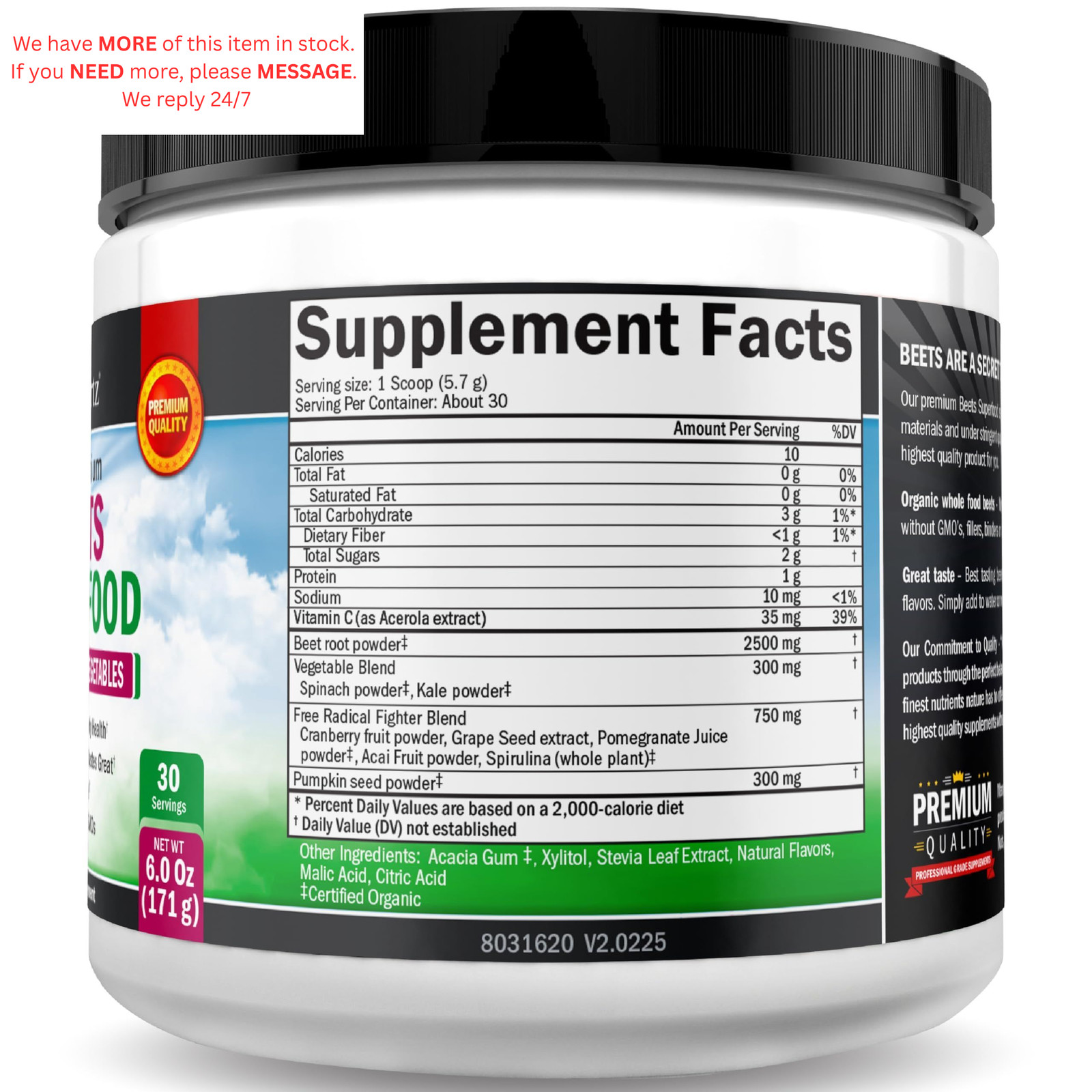 Beet Root Powder – Beets Superfood Supplement with 5.8 Ounce (Pack of 1)