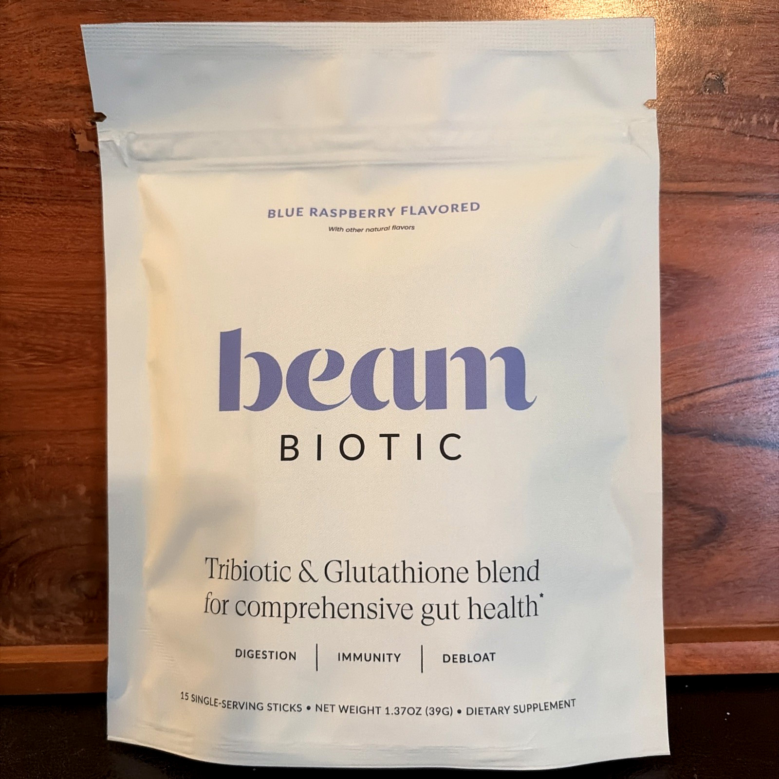 Beam Biotic Probiotics Tribiotic Glutathione Blue Raspberry 15 Servings-Ex 10/27