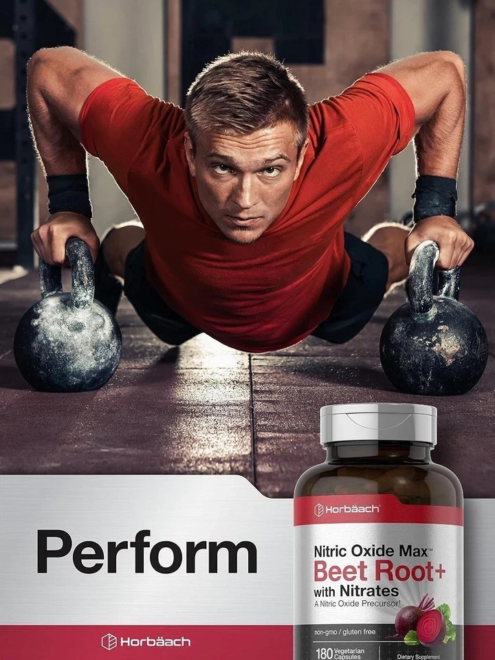 Nitric Oxide Beet Root Capsules | With Nitrates | 180 Count | by Horbaach*/