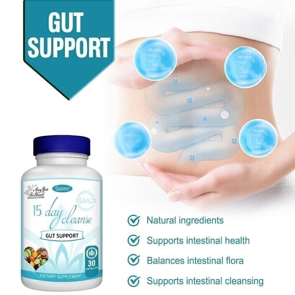 15 Cleanse Day Gut Support Intestinal Purification Detoxification 30 Capsules US
