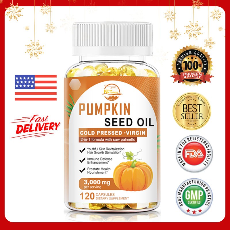 3000mg Pumpkin Seed Oil Saw Palmetto 120 Softgels Bladder Health, Immune Support