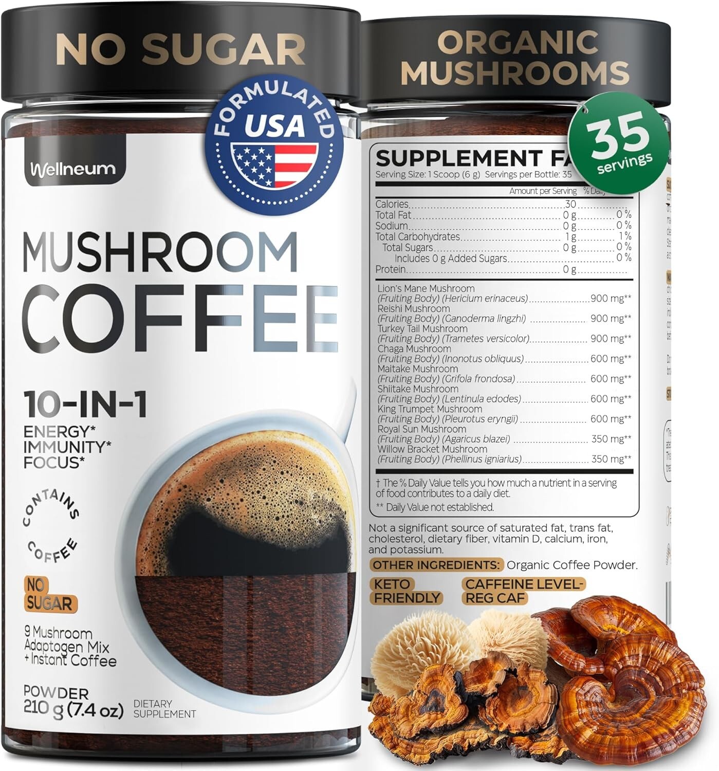 Mushroom Coffee – 10-in-1 Mushroom Superfood Adaptogen Mix – Organic . 03/2026 *