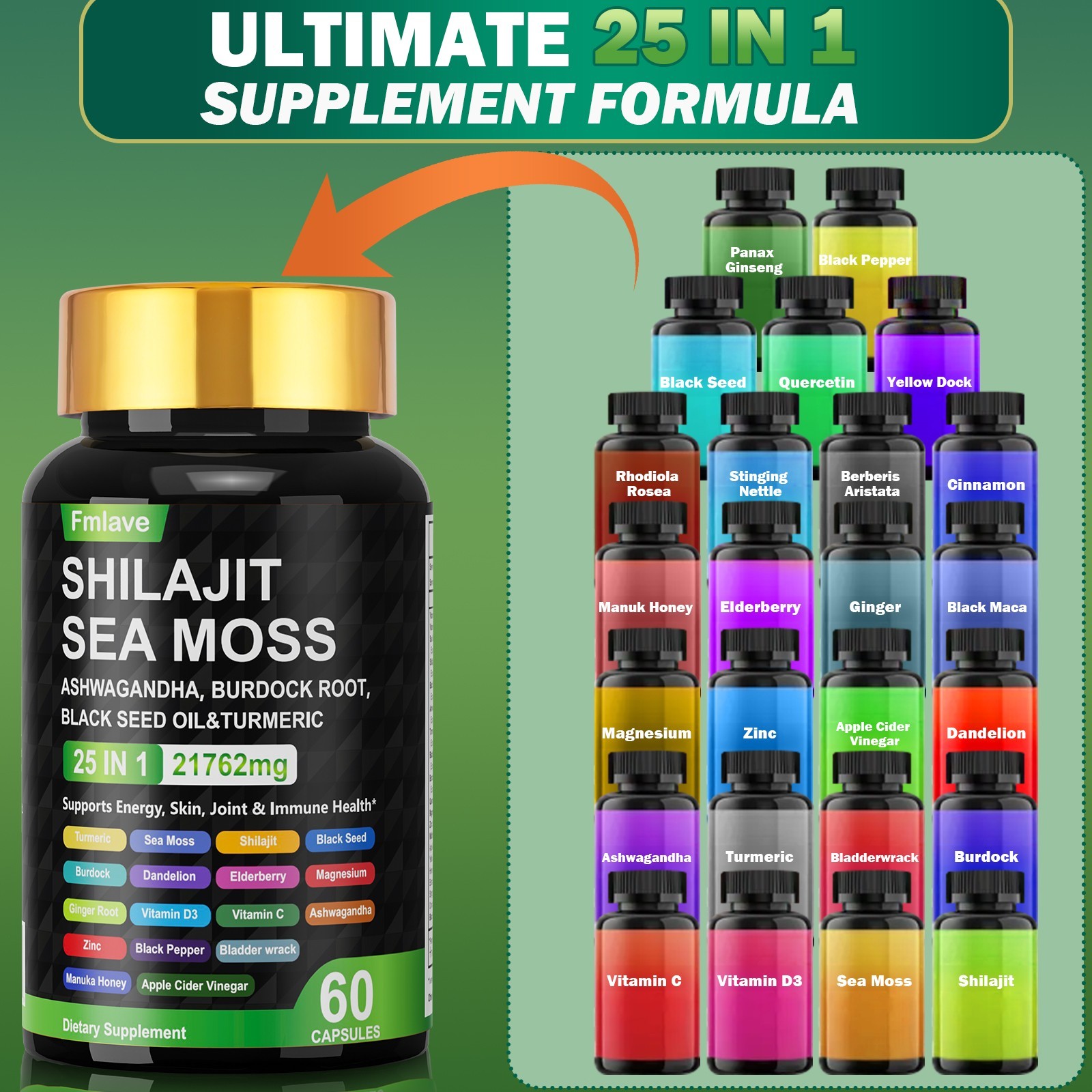 2x Certified Organic Sea Moss Capsules Irish Sea Moss Bladderwrack Burdock Root