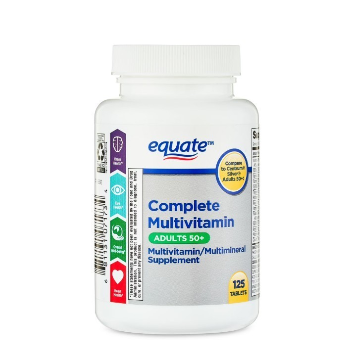 Equate Complete Multivitamin/Multimineral Supplement Tablets, Adults 50+, 125 CT