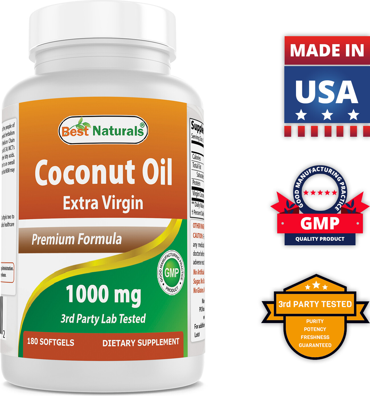 Best Naturals Coconut oil 1000 mg 180 Softgels