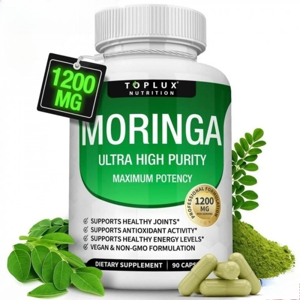Toplux Moringa 1200mg – Pure Powder, Immune & Gut Support, 90 Caps