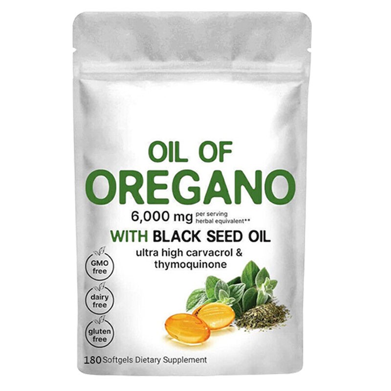 Organic Oil of Oregano 180 Softgels 2 in 1 Black Seed Oil Herbal Supplement US