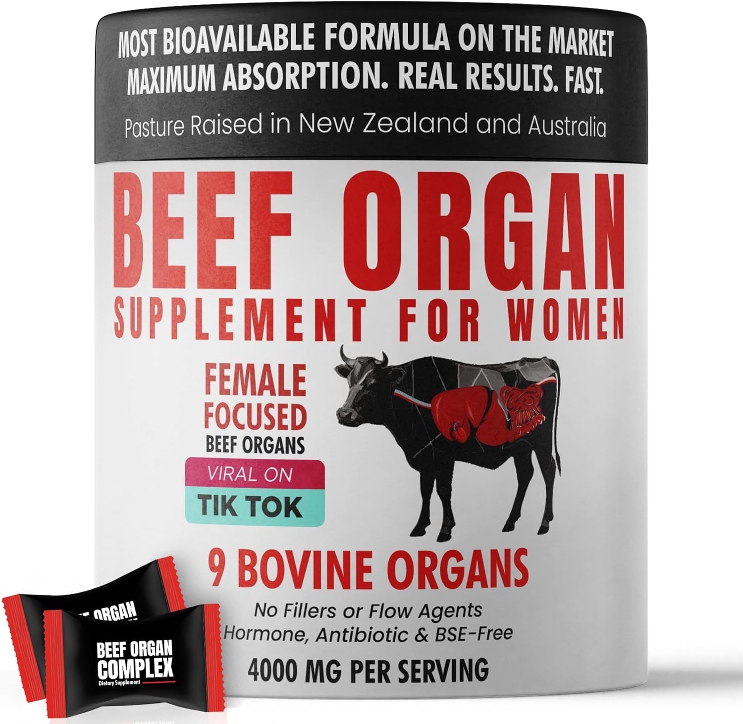 Beef Organ Supplement for Women | Grass Fed Beef Organs | 60 Gummies