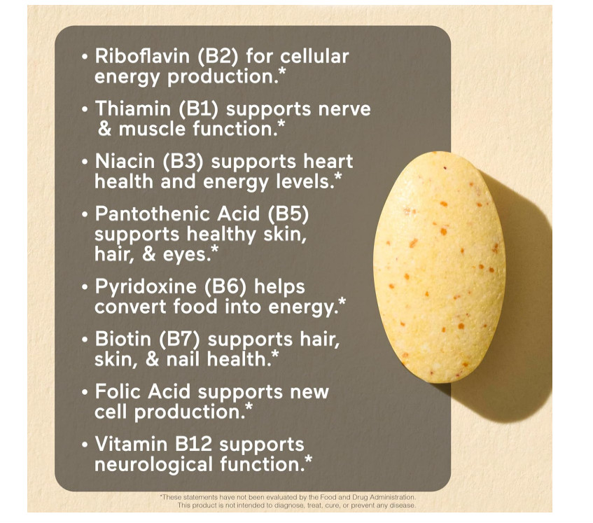 Super Vitamin B Complex With Vitamin C Methyl B12 Biotin Energy Immune 60 Tabs