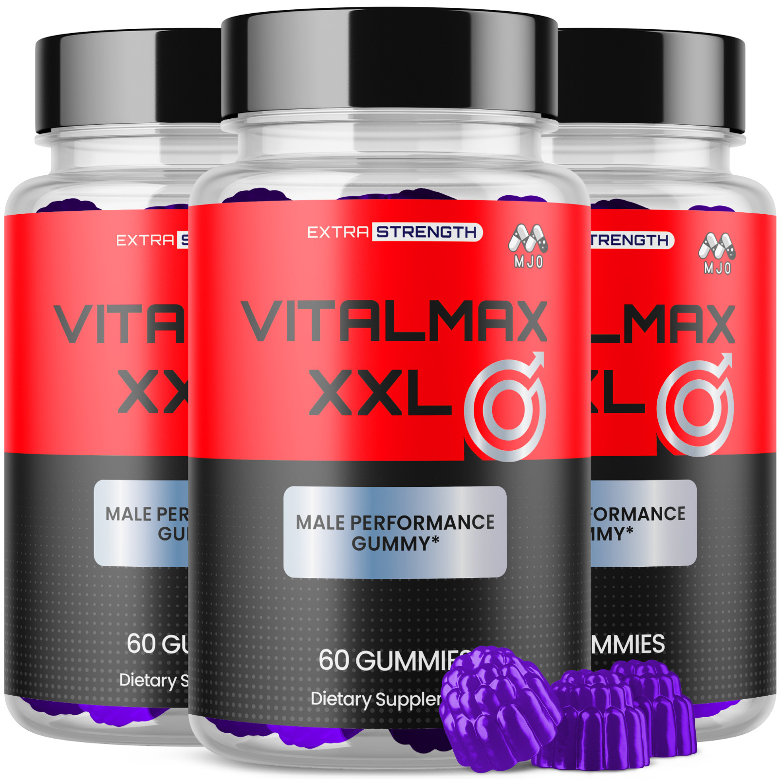 (3 Pack) Vitalmax XXL Male Gummys Advanced Male Support Supplement 180 Gummies