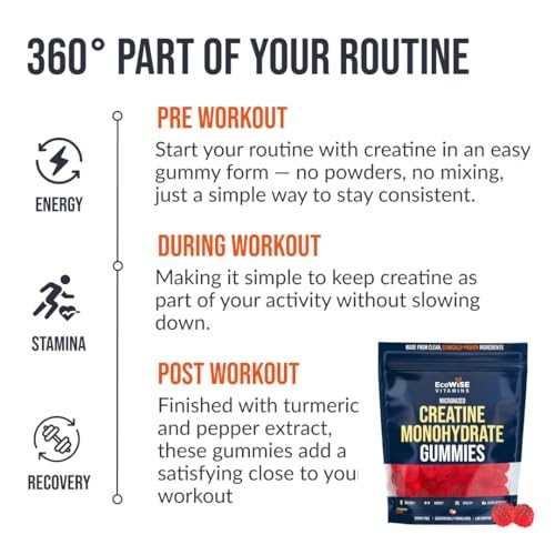 Creatine Monohydrate Gummies 5000mg Strawberry Sugar Free Vegan 120ct