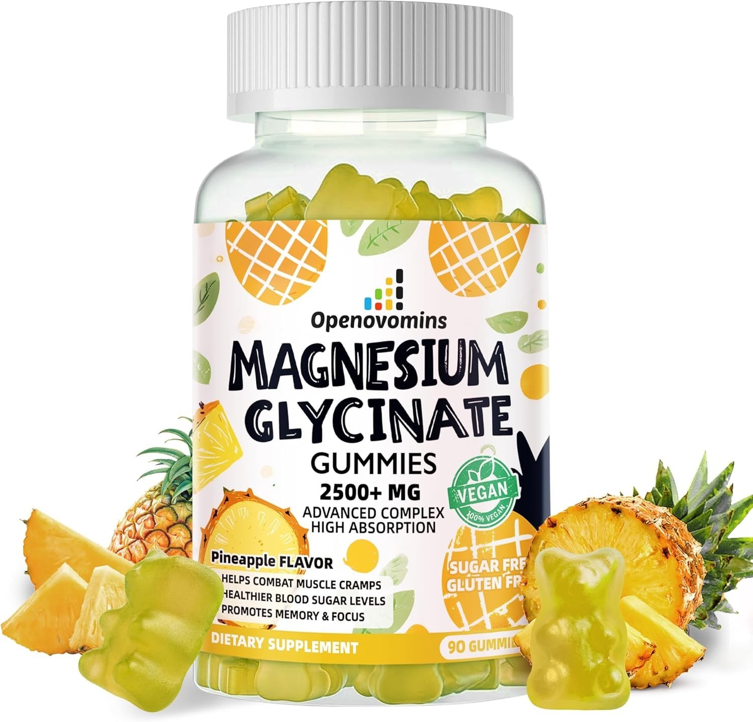 Magnesium Glycinate Gummies 2500mg – Sugar Free Magnesium Potassium Supplement