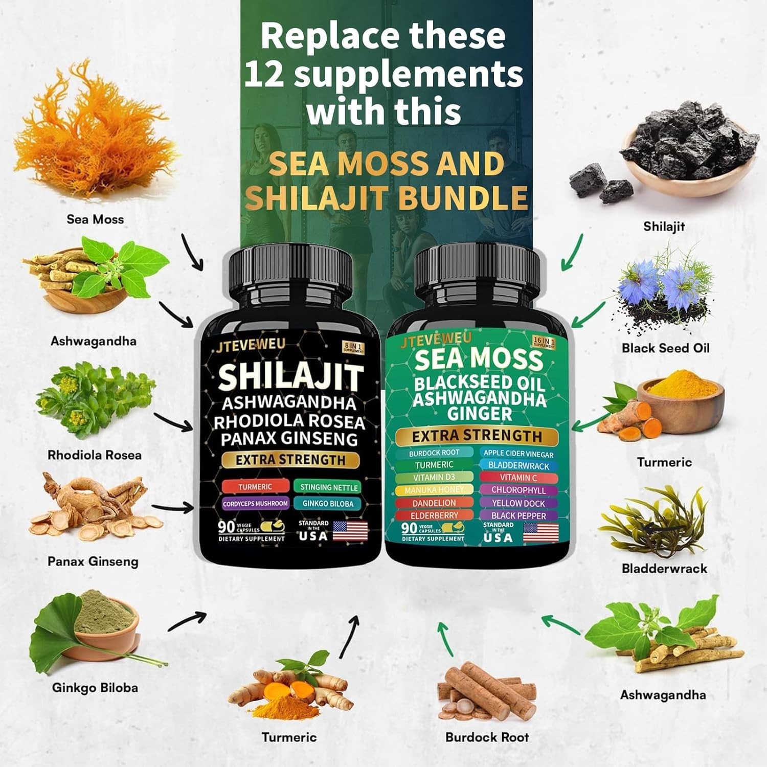90 Count 16-in-1 Sea Moss Formula – Natural Vitamins, Energy & Immune Support