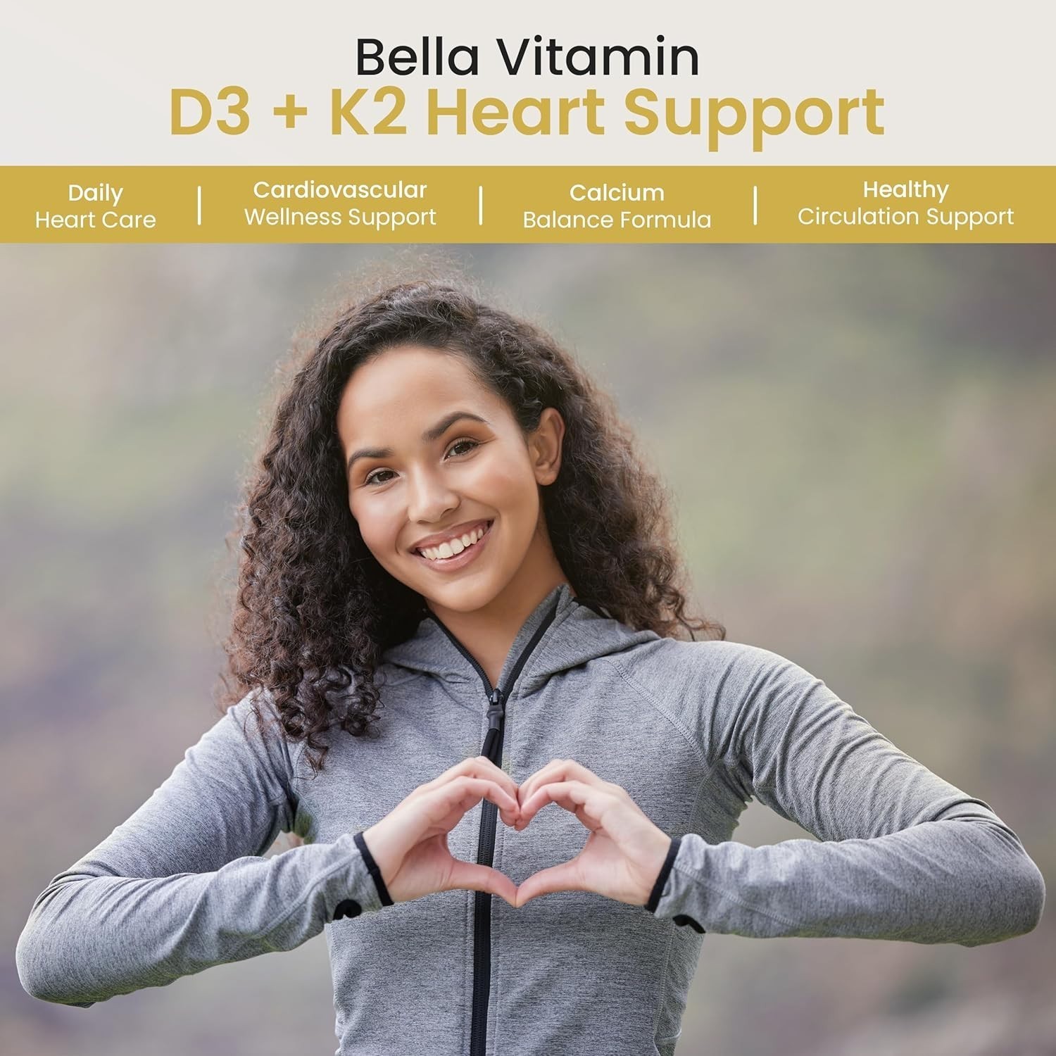Bella Vitamin D3 K2 Liquid Drops 5000 IU Bone Immune Heart Health Supplement