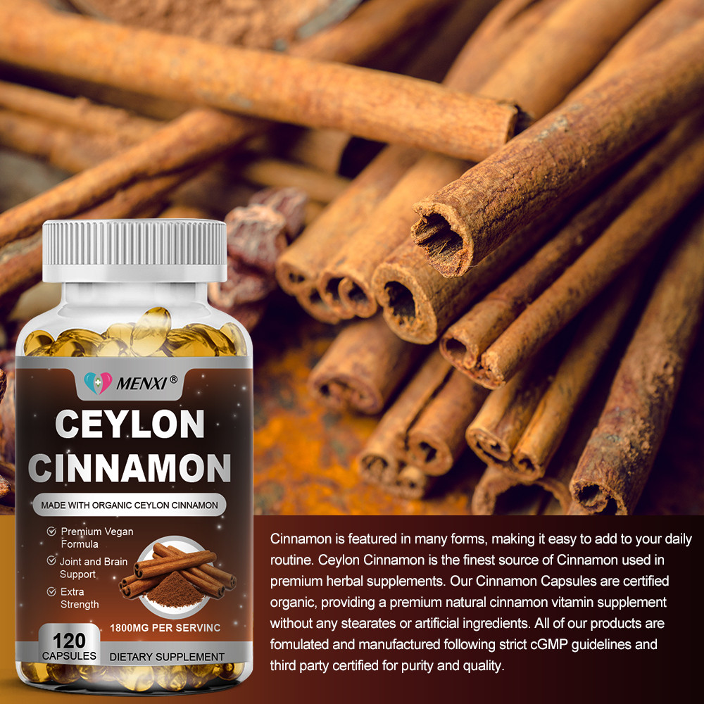 Organic 1800mg Ceylon Cinnamon 240 Capsules Highest Potency Blood Sugar Support