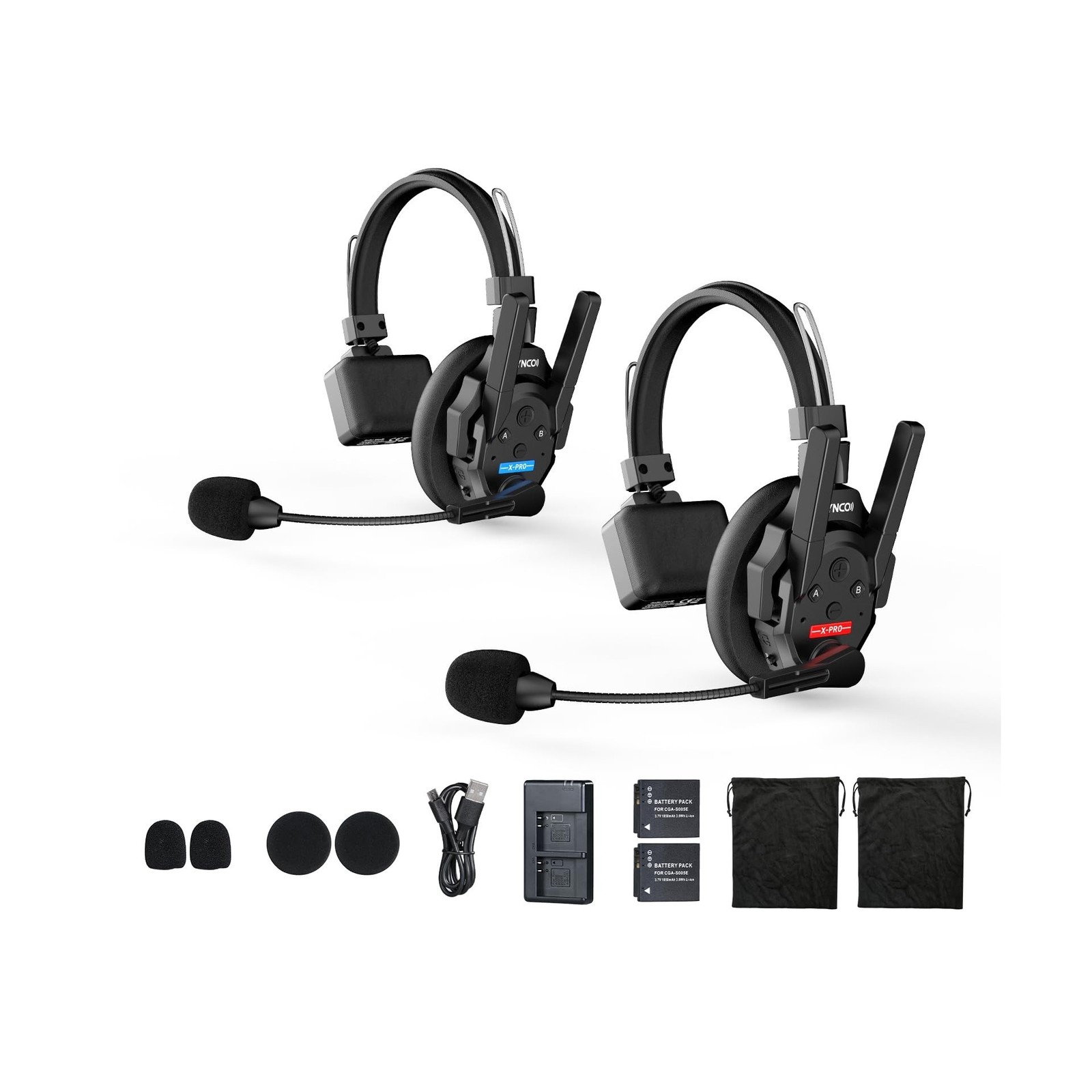 SYNCO XTALK XPRO2 Wireless Intercom Headset System, 2 Person 2.4GHz Wireless …