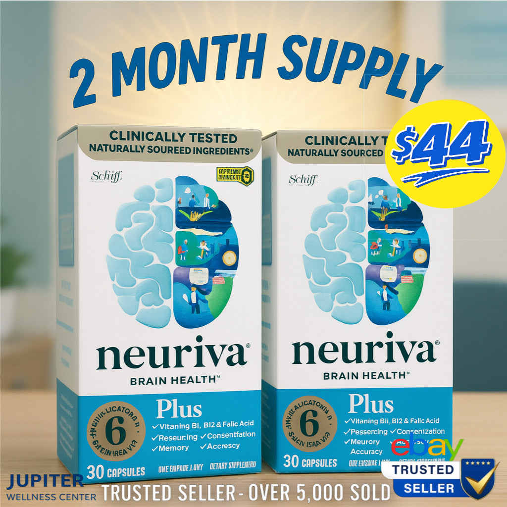 NEURIVA Plus Brain Supplement for Memory & Focus, 30 CT ea (2 Bottles) Exp 2027