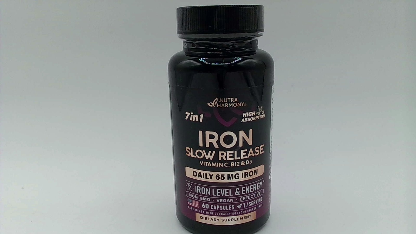 Nutra Harmony Iron Slow Release 65mg 60 Capsules-EXP:05-2027