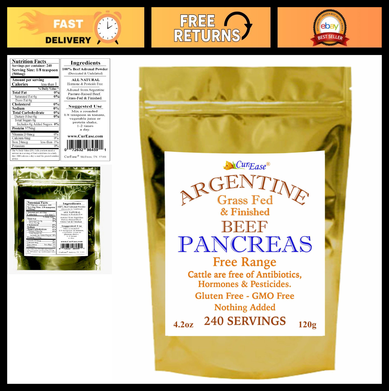 Grass-Fed Argentine Beef Adrenal Powder 4.2oz – Natural Energy & Wellness Boost