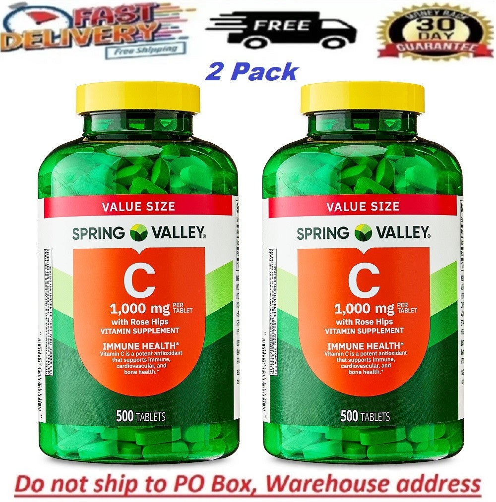 Spring Valley 1000 mg, Vitamin C with Rose Hips 1000 Tablets, Support Immune new