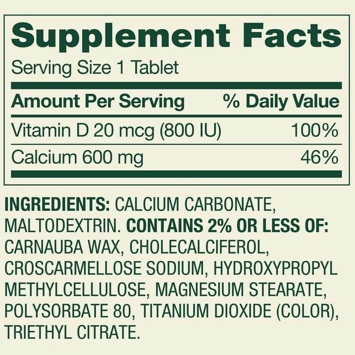 Spring Valley Calcium Plus Vitamin D Tablets 600 mg Bone Joint Health 500 Count