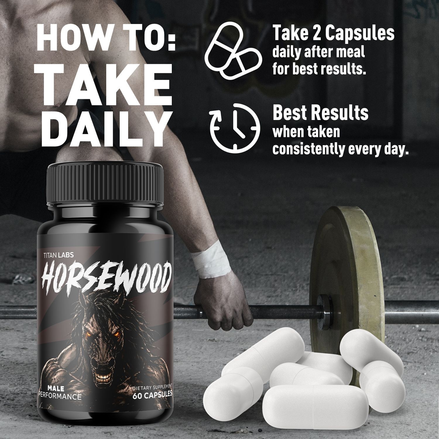 (2 Pack) Horsewood Advanced Male Health Support Formula Horse Wood 120 Capsules