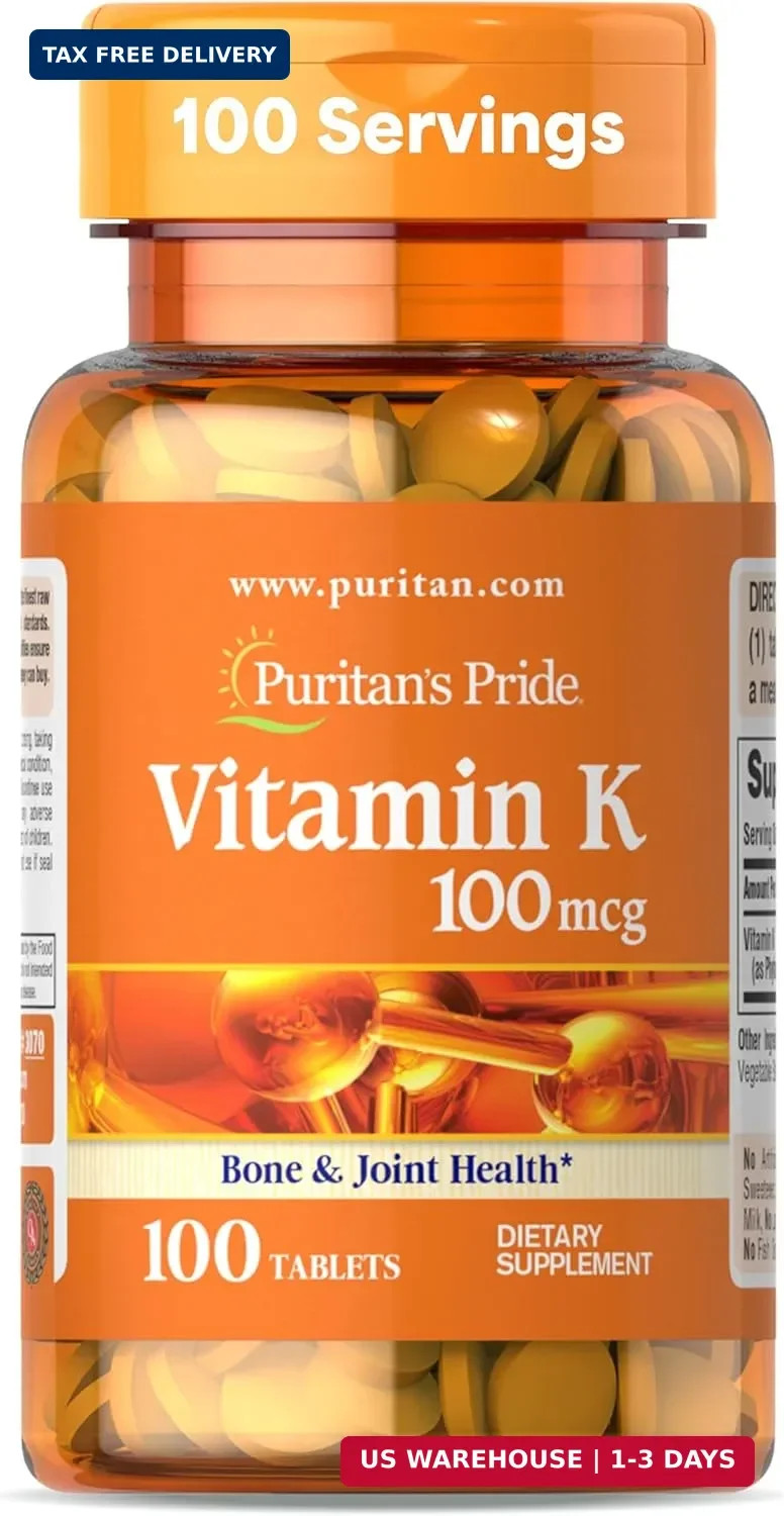 Puritan’s Pride Premium Vitamin K 100mcg, Dietary Supplement for Bone, Joint, an