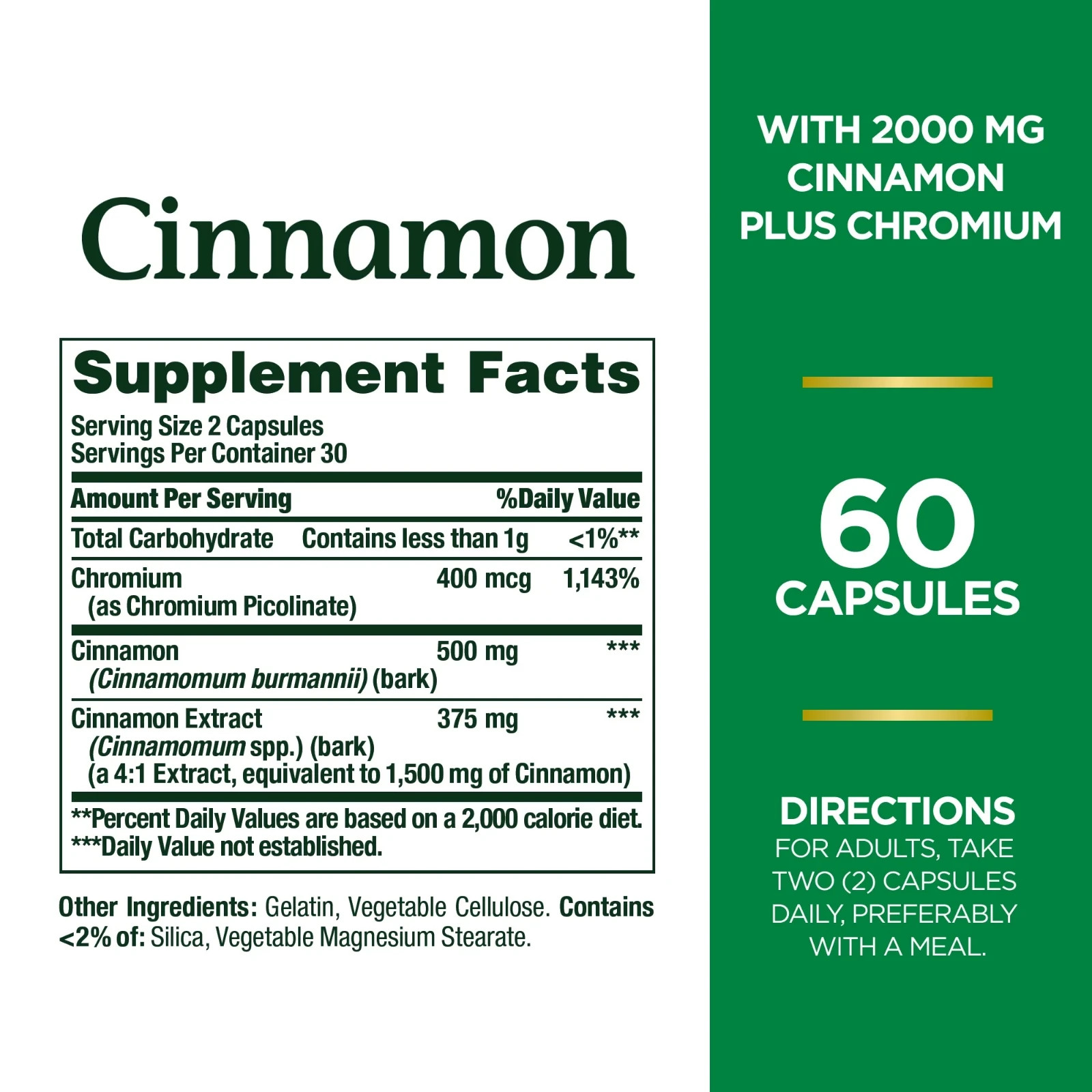 Nature’s Bounty Cinnamon 2000mg Plus Chromium Sugar Metabolism Capsules 60 ct