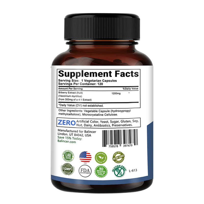 Bilberry Extract 1200mg 30 To 120 Capsules Eye Vision Health HEALTHY BLOOD SUGAR