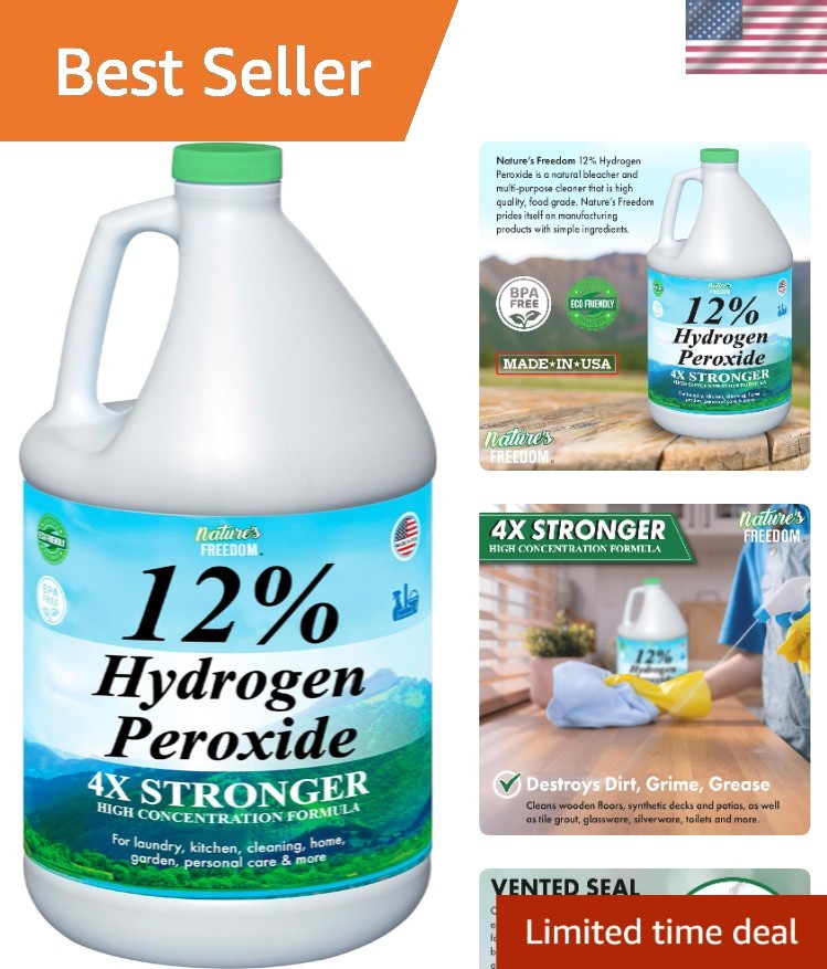 Versatile 12% Hydrogen Peroxide Solution – Unscented Cleaning Power, 128 Fl Oz