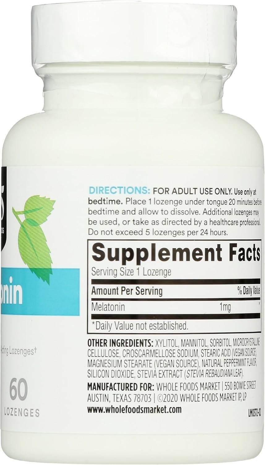 60 Count Melatonin Lozenges 1mg with Refreshing Peppermint – Friendly