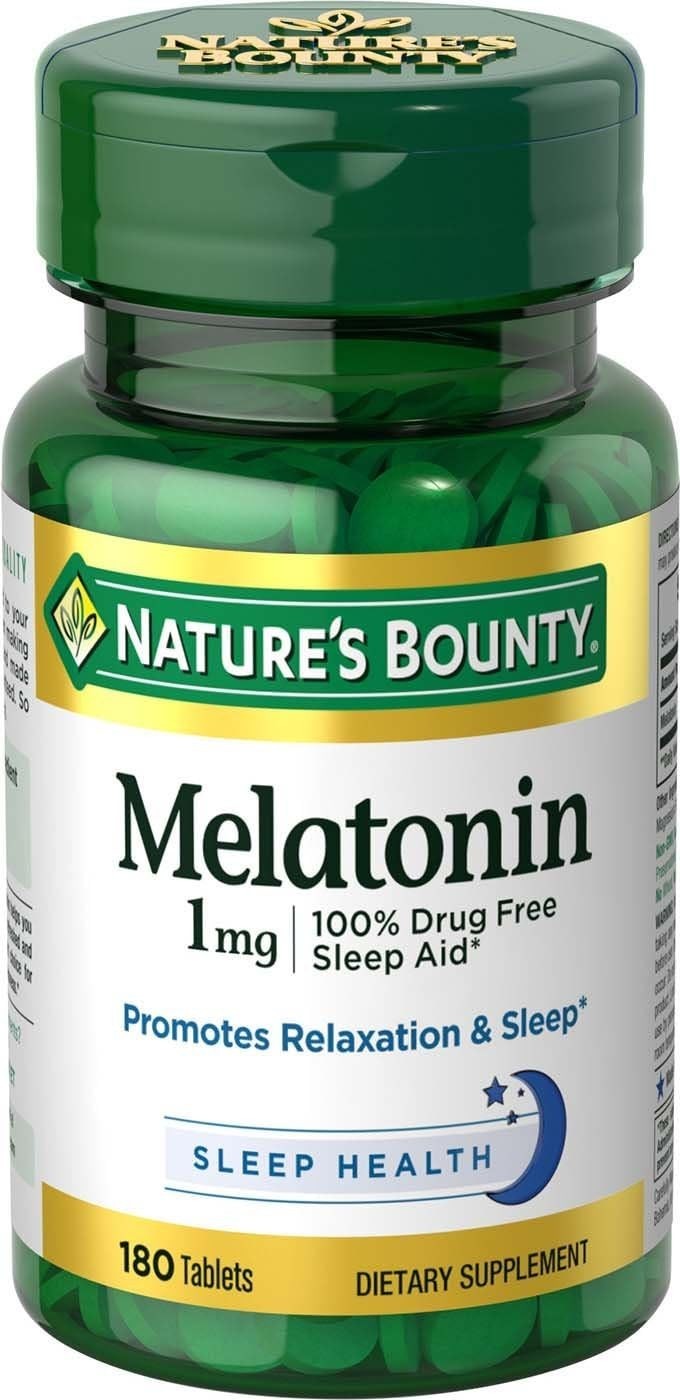 Nature’S Bounty Melatonin, 100% Drug Free Sleep Aid, 1Mg, 180 Tablets