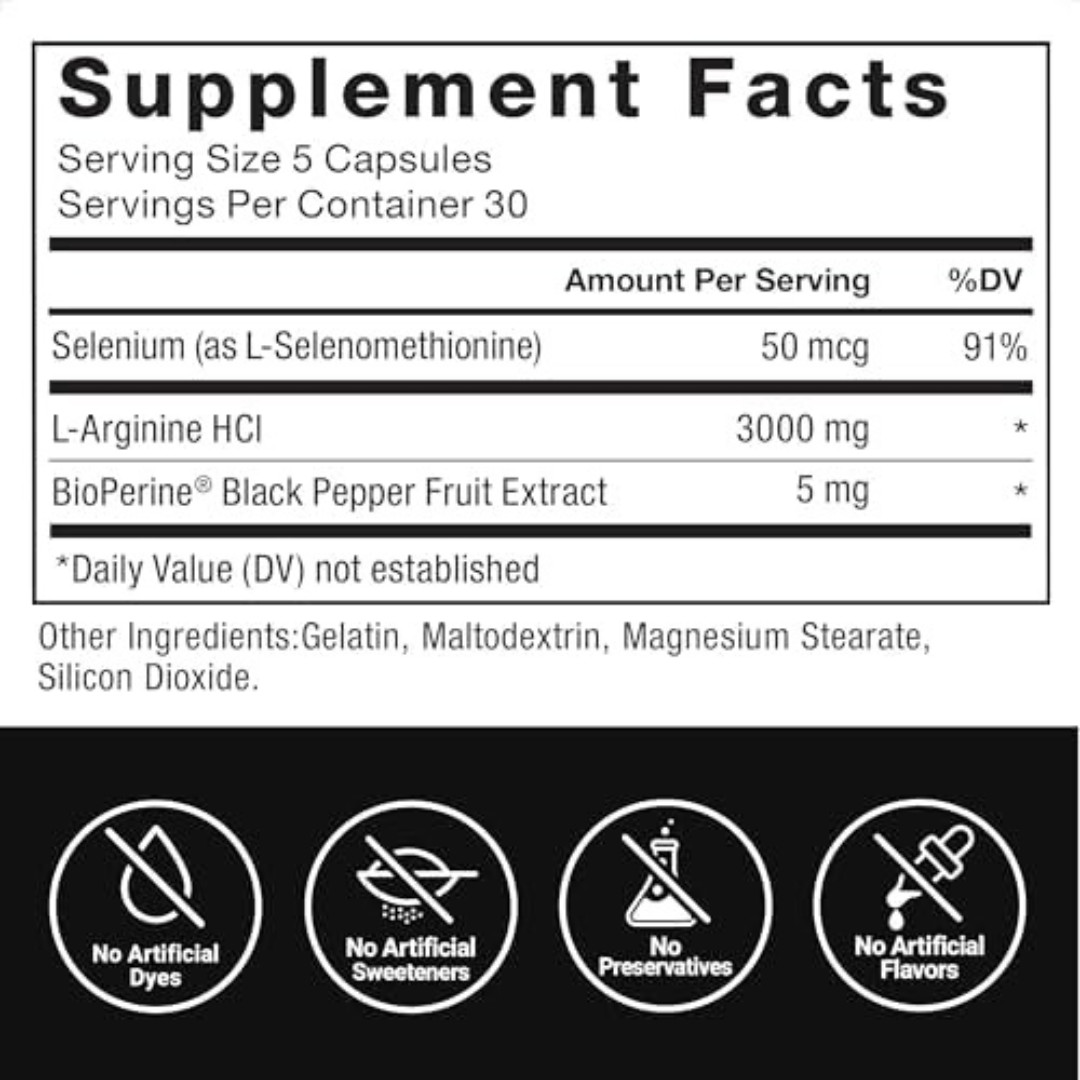 Force Factor L-Arginine 3000 MG, Extra Strength Nitric Oxide & Circulation Boost