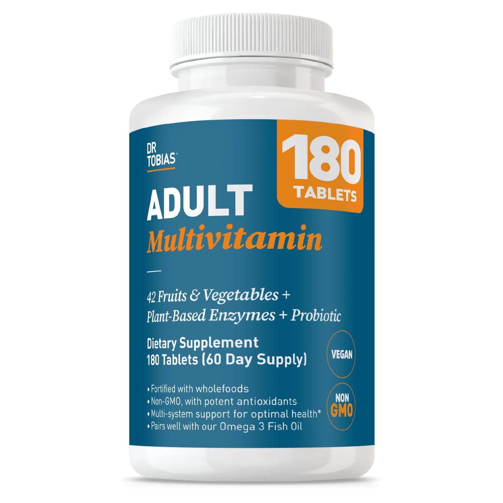 Dr. Tobias Adult Multivitamin for Women & Men, Immune 180 Count (Pack of 1)
