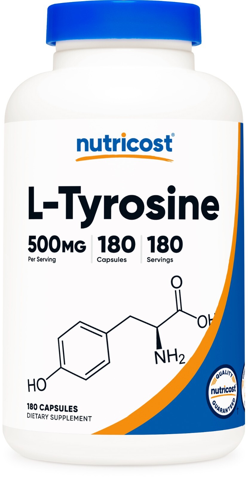 Nutricost L-Tyrosine 500mg – 180 Capsules – Gluten Free & Non-GMO