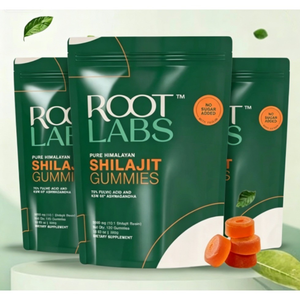 Root Labs Shilajit Gummies 120ct,75% Fulvic Acid+KSM-66 Ashwagandha No Added