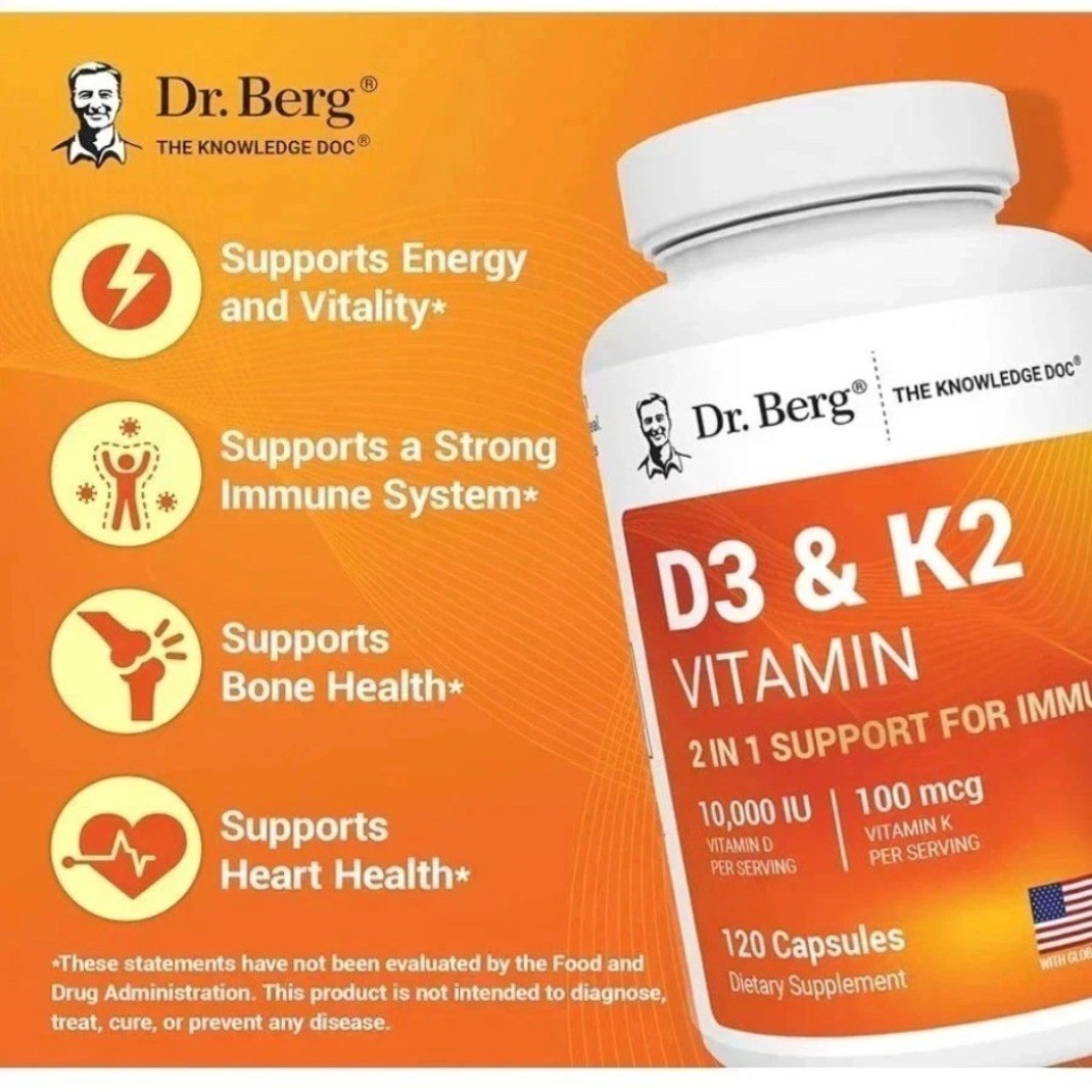 Dr. Berg’s Nutritionals 100mg hot sale Vitamin D3 & K2 Supplement