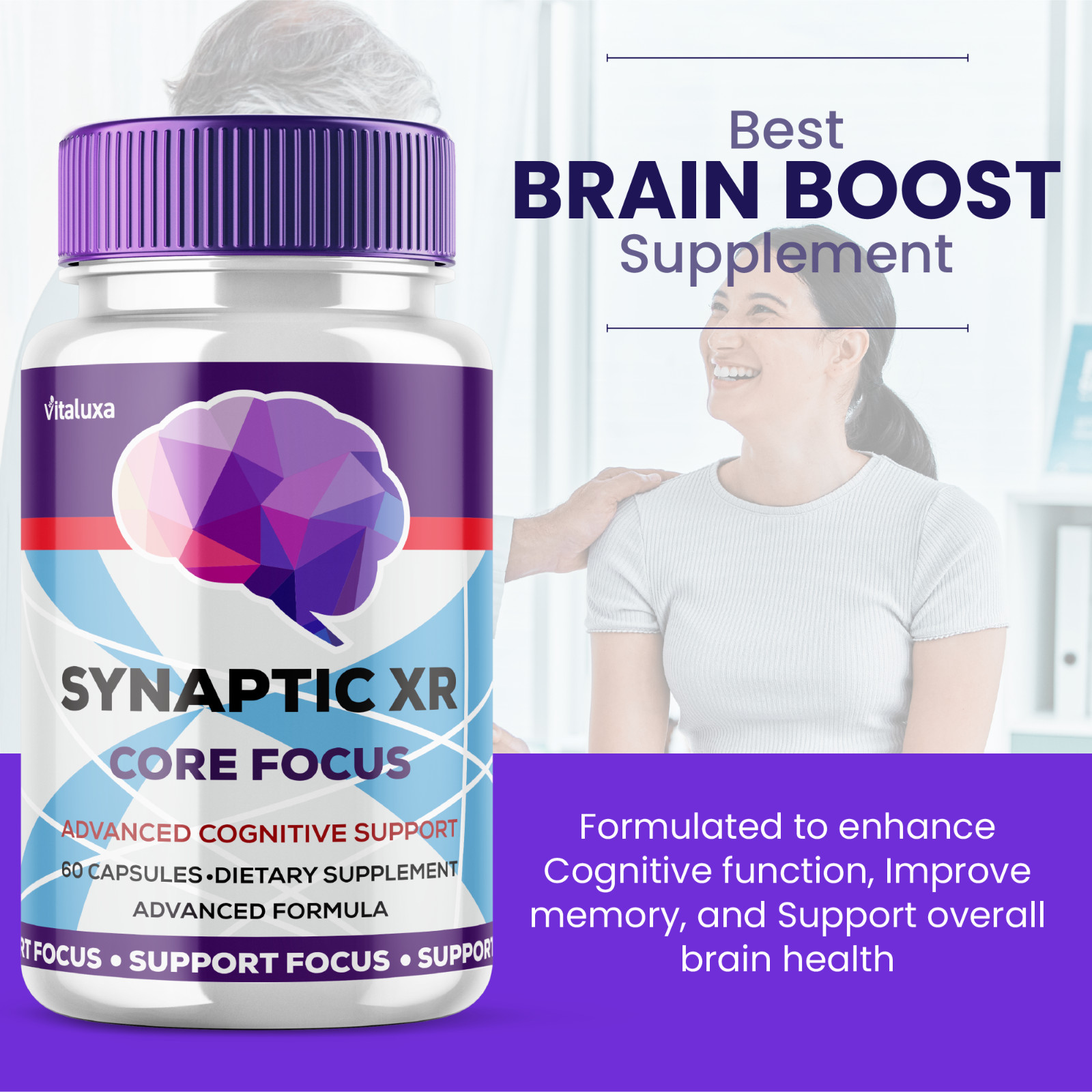 (5 Pack) Synaptic XR Core Focus Pills Boost Cognitive Performance (300 Capsules)