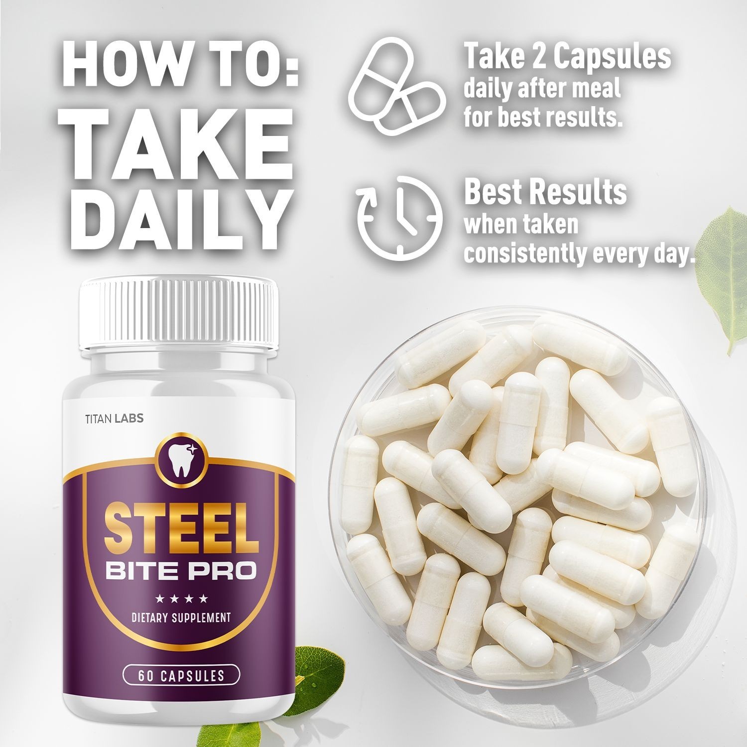 (2 Pack) Steelbite Pro Oral Probiotic Pills for Healthy Teeth & Gums 120 Capsule