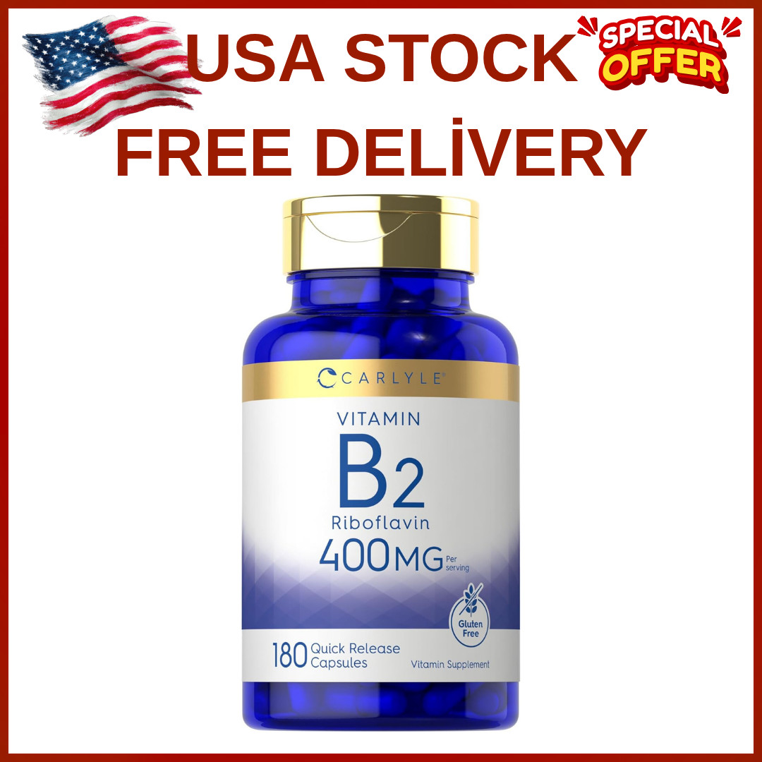 Carlyle Vitamin B-2 400mg 180 Count Non-GMO Gluten Free Supplement B2 Riboflavin