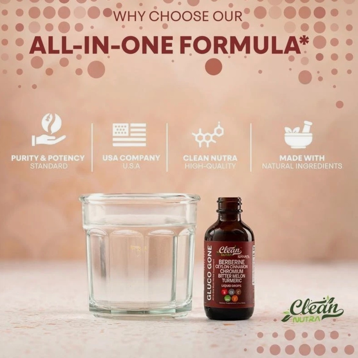 NEW 3 Bottles Clean Nutra Berberine with Ceylon Cinnamon Supplement Liquid Drops